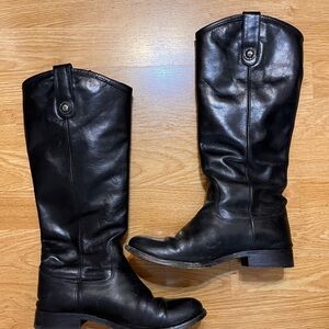 Frye black leather melissa button boot